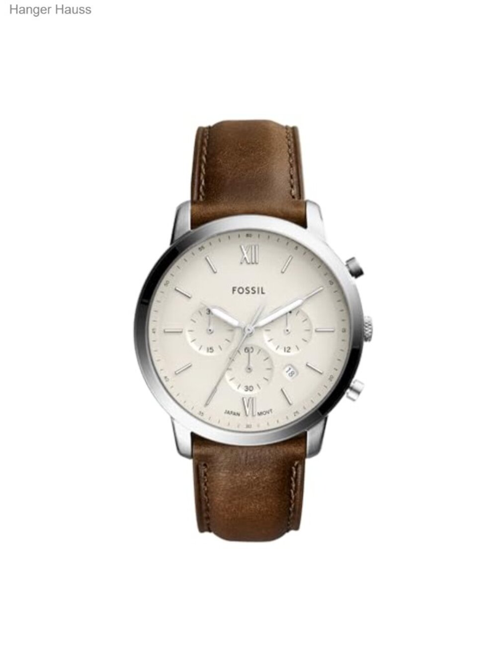 Men's Quartz Chronograph Leather Strap Watch 44mm